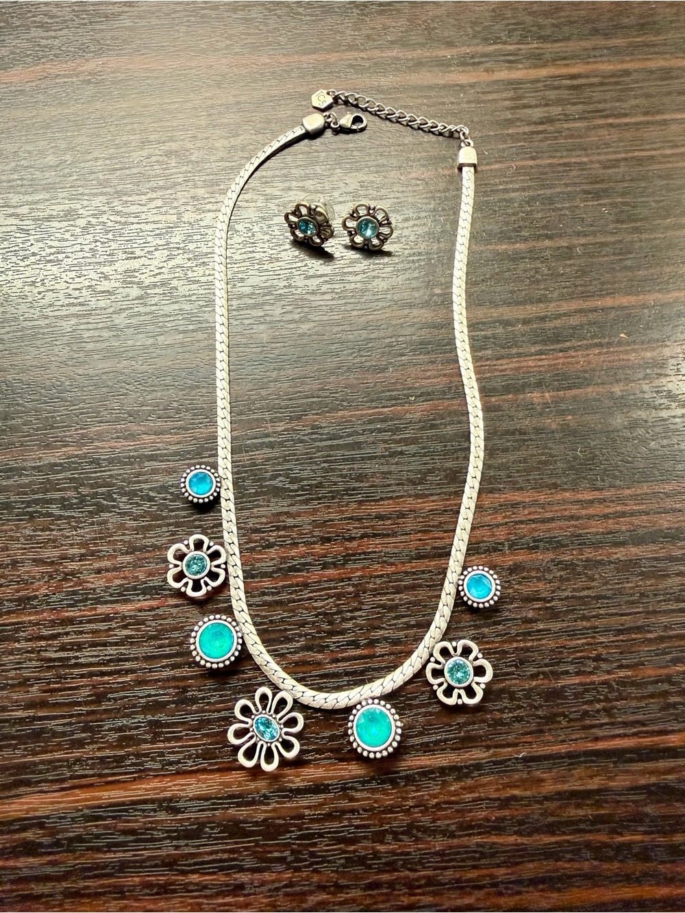 TCS Petal Perfection Turquoise Stone Necklace and Earrings
